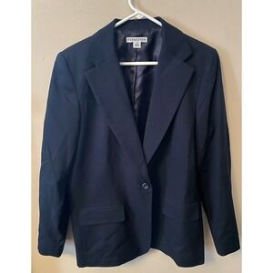 Pendelton Navy Blue 100% Virgin Wool One Button Blazer Jacket Sz 16